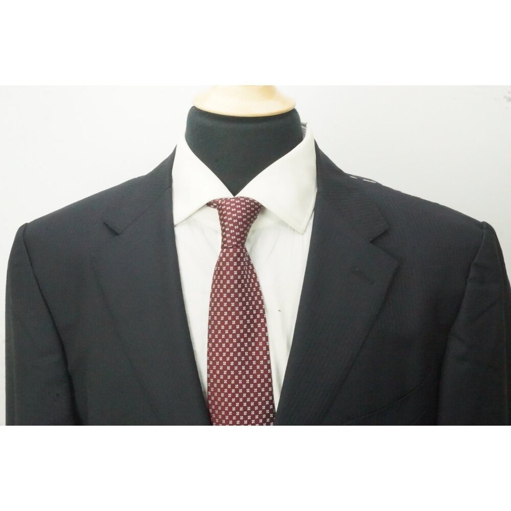 Raffaele Caruso S110s Wool Navy Herringbone 2 Pc Suit Jacket Pants 46R NEW - Picture 2 of 11